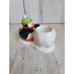 Hallmark winter penguin holiday tea light candle holder snowball Express home de